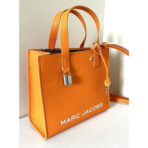 New Marc Jacobs Mini Grind Leather Tote Tangerine - Picture 3 of 5